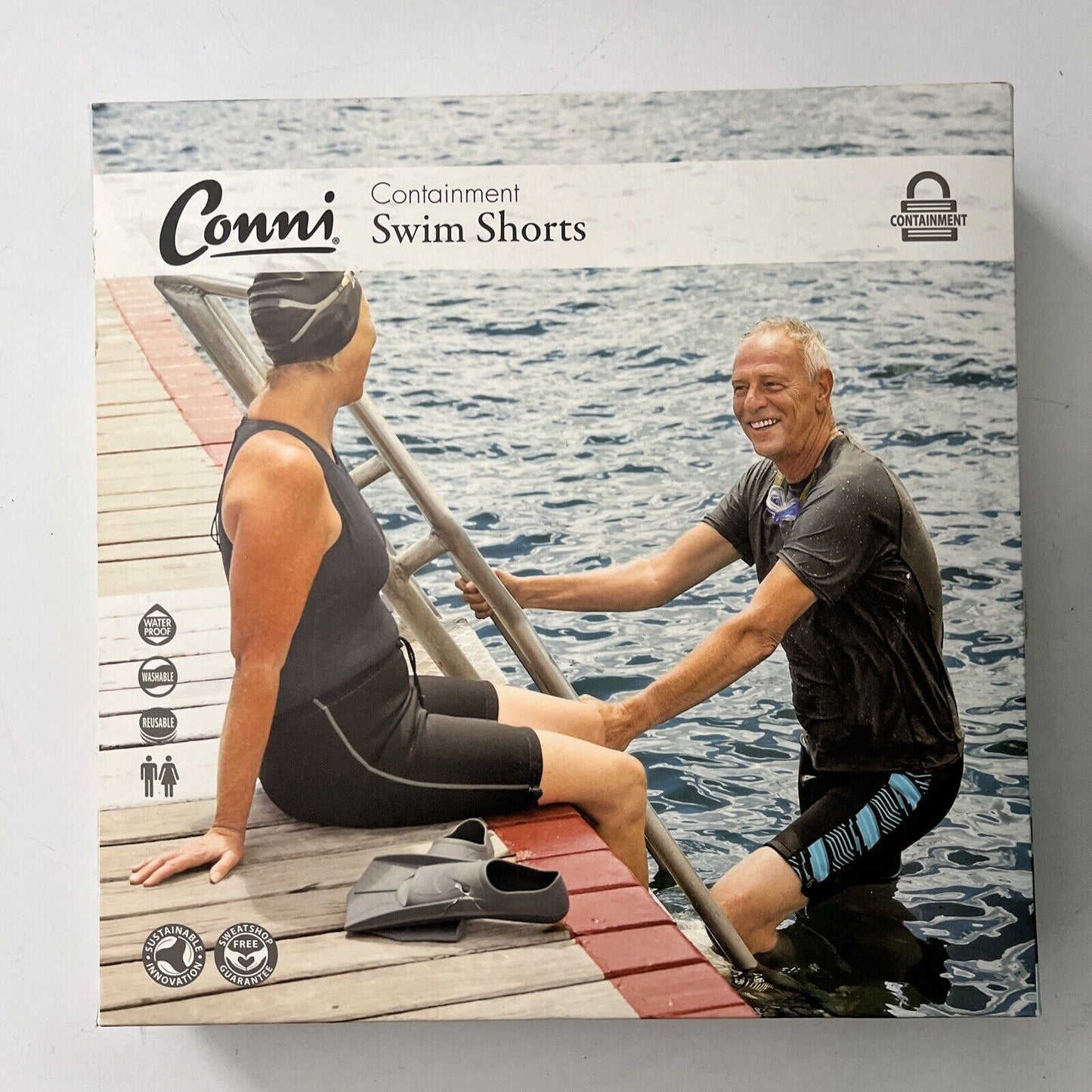 Conni Containment Swim Shorts Reusable Black Medium NEW