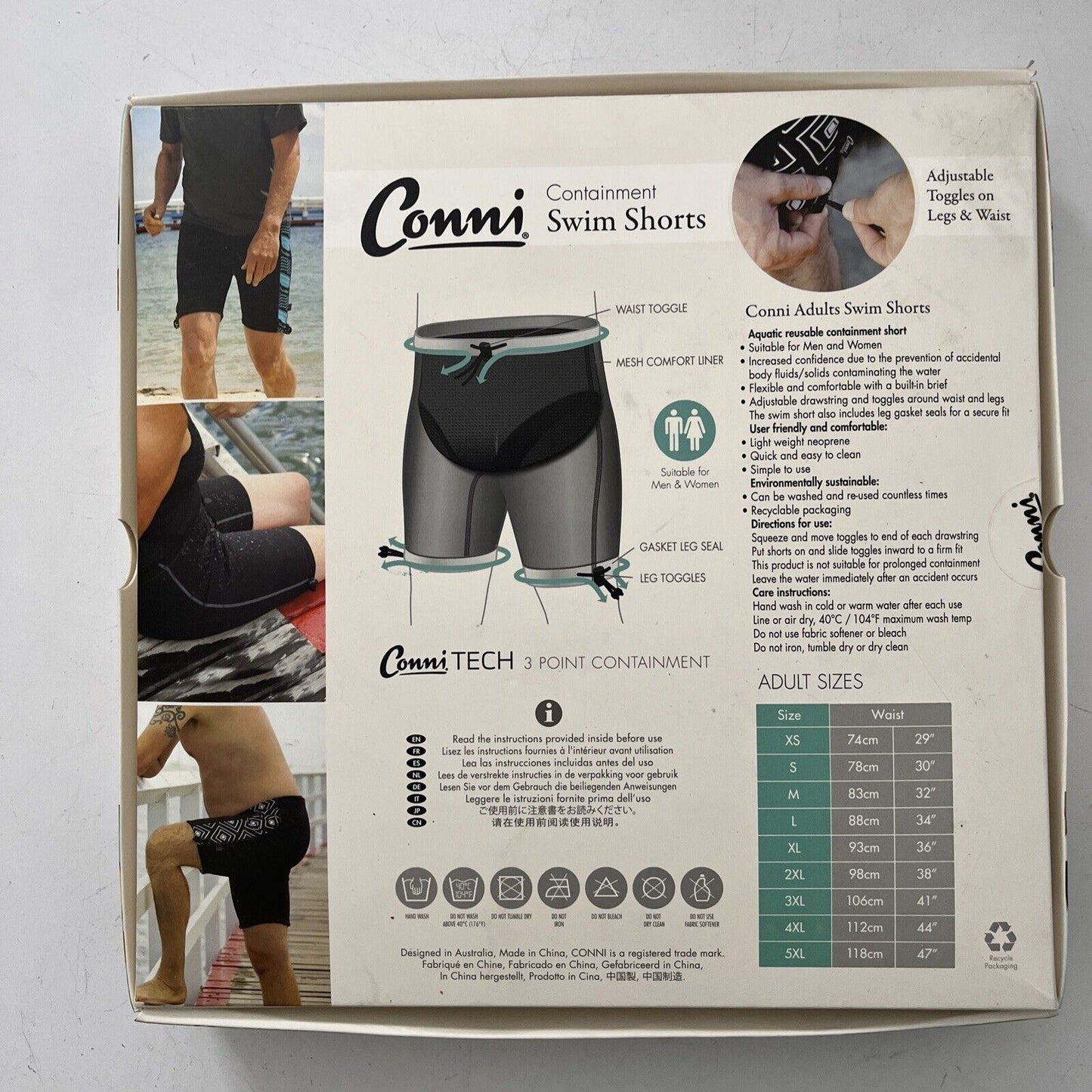 Conni Containment Swim Shorts Reusable Black Medium NEW