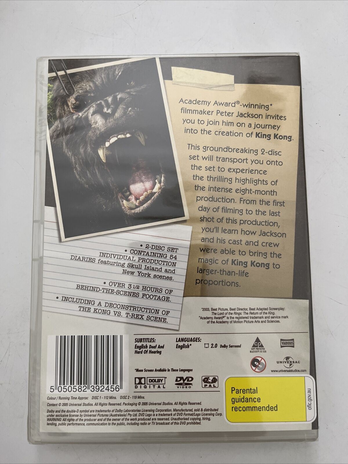 King Kong - Peter Jackson Production Notes (DVD, 2-Disc, 2005) NEW SEALED