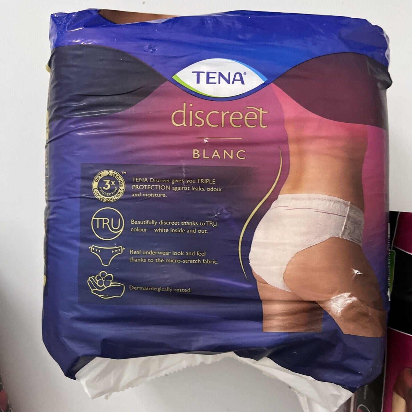 2x Depend Real-Fit Underwear Medium, Pack of 8 + Tena Discreet blanc Large 8x