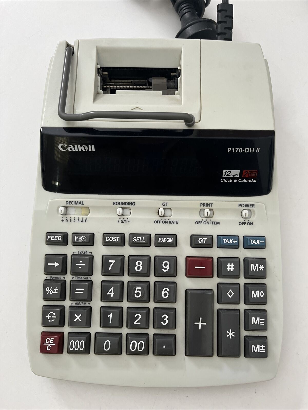 Canon P170DH II Printer Calculator 12 Digit, Clock & Calendar Retro Unit