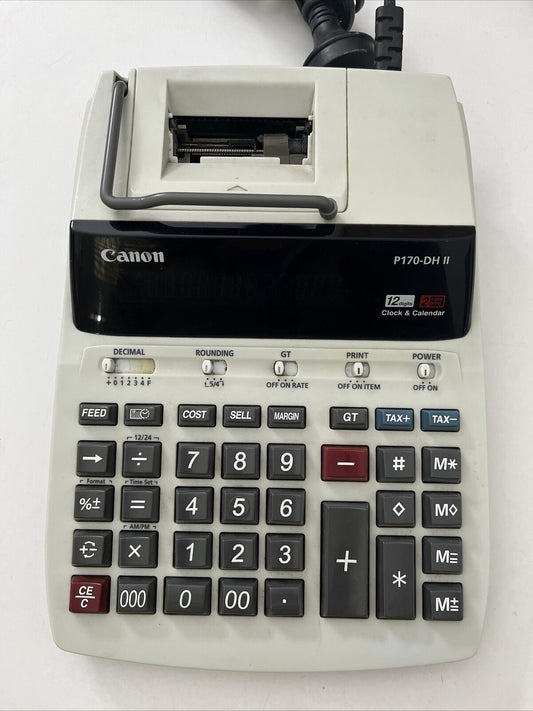 Canon P170-DH II Printer Calculator 12 Digit, Clock & Calendar