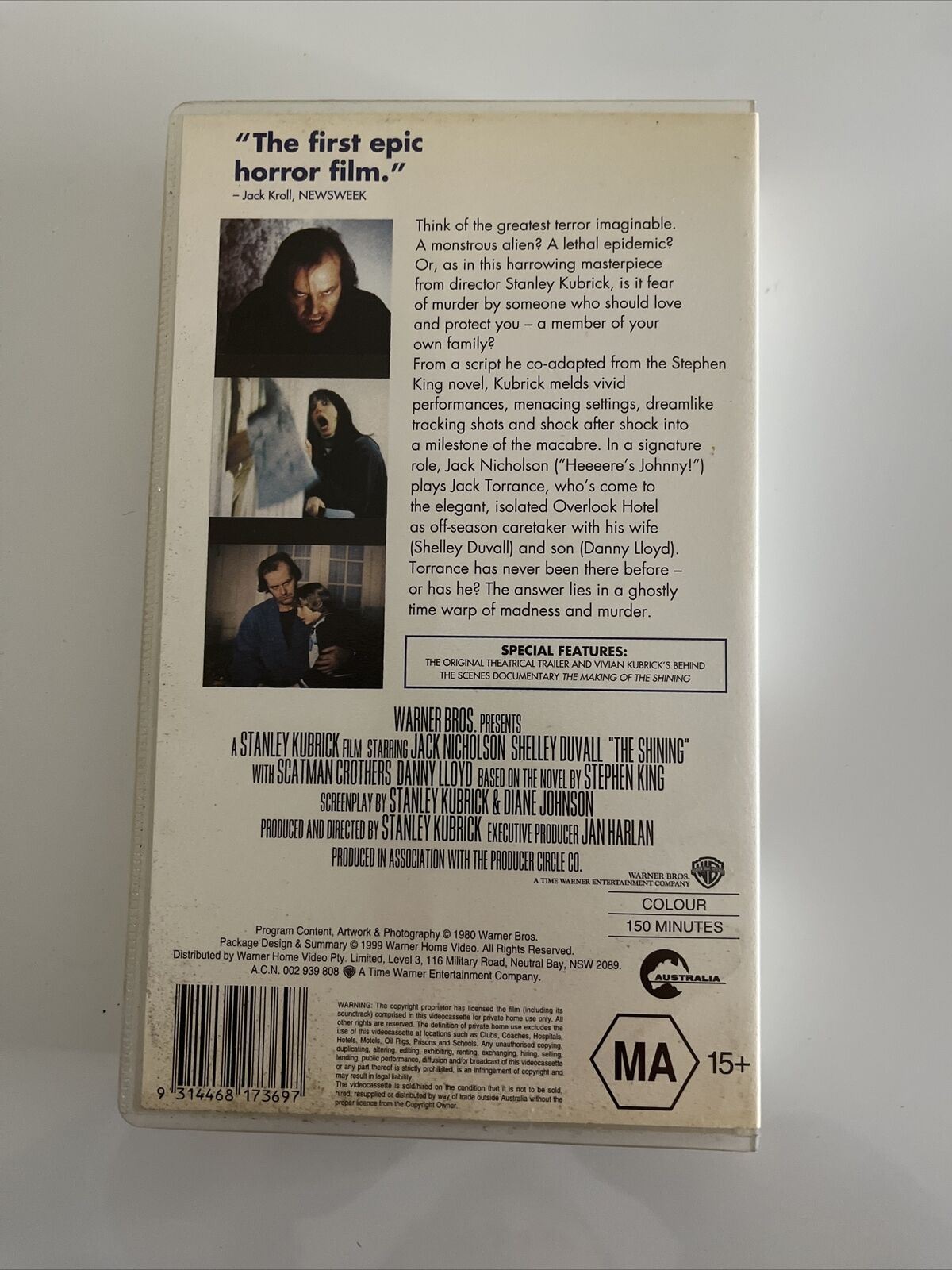 The Shining (VHS, 1980) Jack Nicholson Horror Stanley Kubrick Stephen King