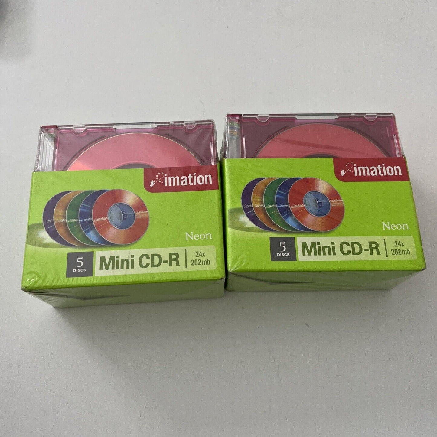 NEW 10x Imation Mini CD-R 8cm/80mm 185MB/21min Neon Colours