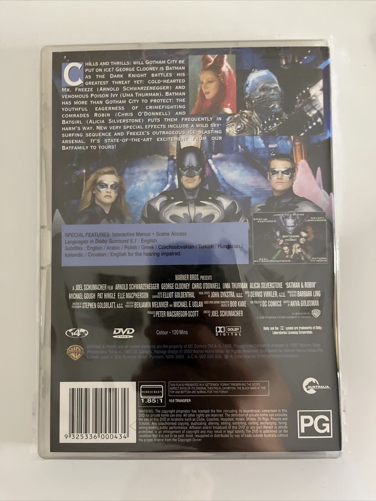 NEW Batman And Robin (DVD, 1997) Arnold Schwarzenegger, George Clooney Region 4