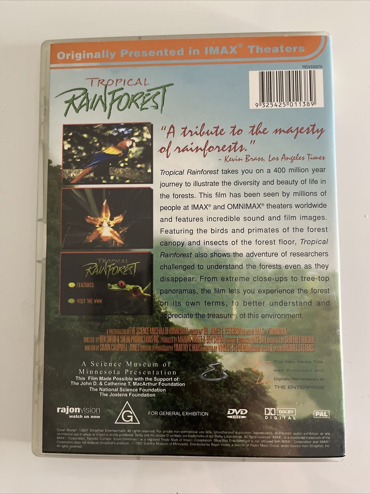 Imax - Tropical Rainforest (DVD, 1992) Documentary Region 4