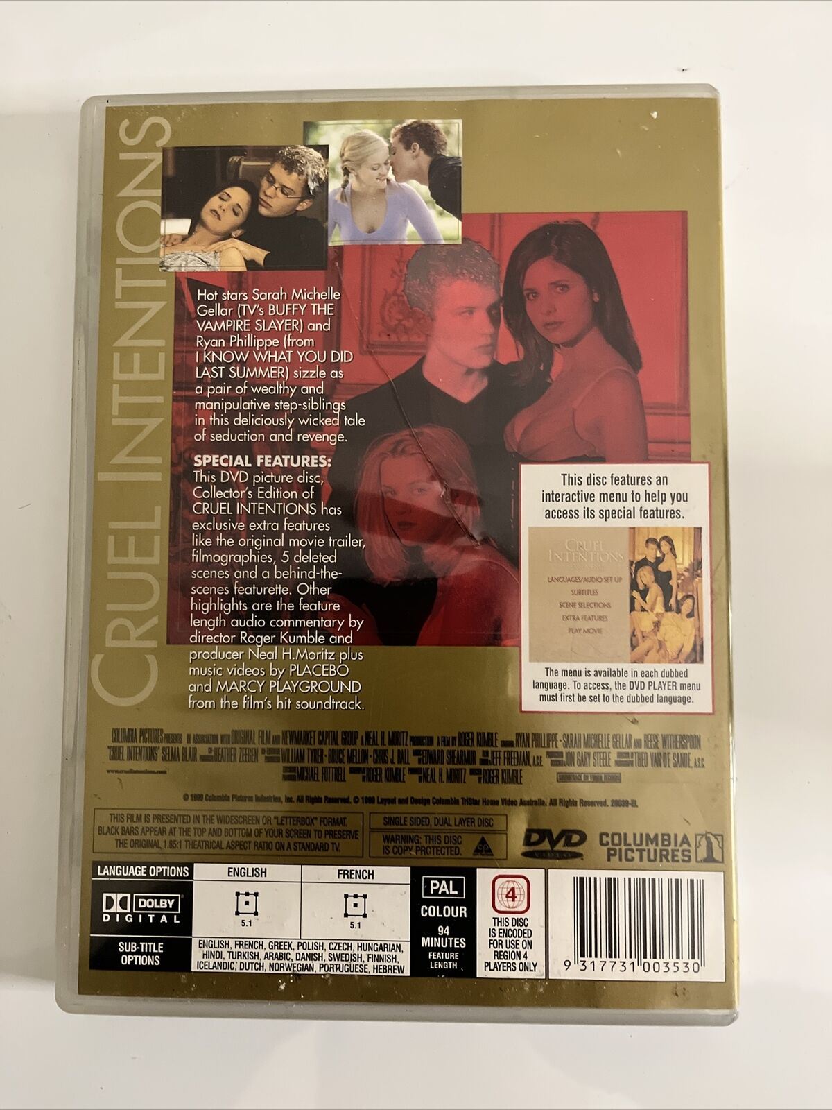 Cruel Intentions (DVD, 1999) Sarah Michelle Gellar, Reese Witherspoon. Region 4