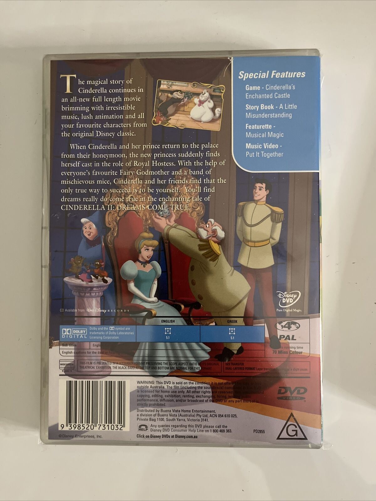 Walt Disney Cinderella 2 & 3: Dreams Come True (DVD) NEW Region 4