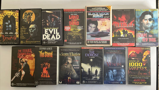 13x VHS Horror - Evil Dead, Day of the Dead, Exorcist, Escape New York The Stand