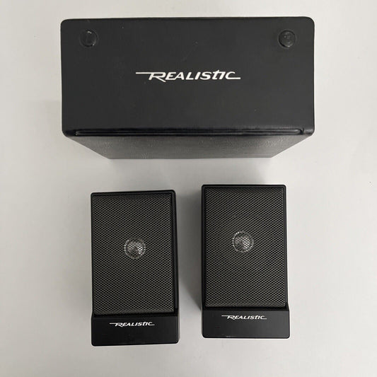 Vintage Realistic Minimus 0.6 Desktop Speakers Portable Amplified