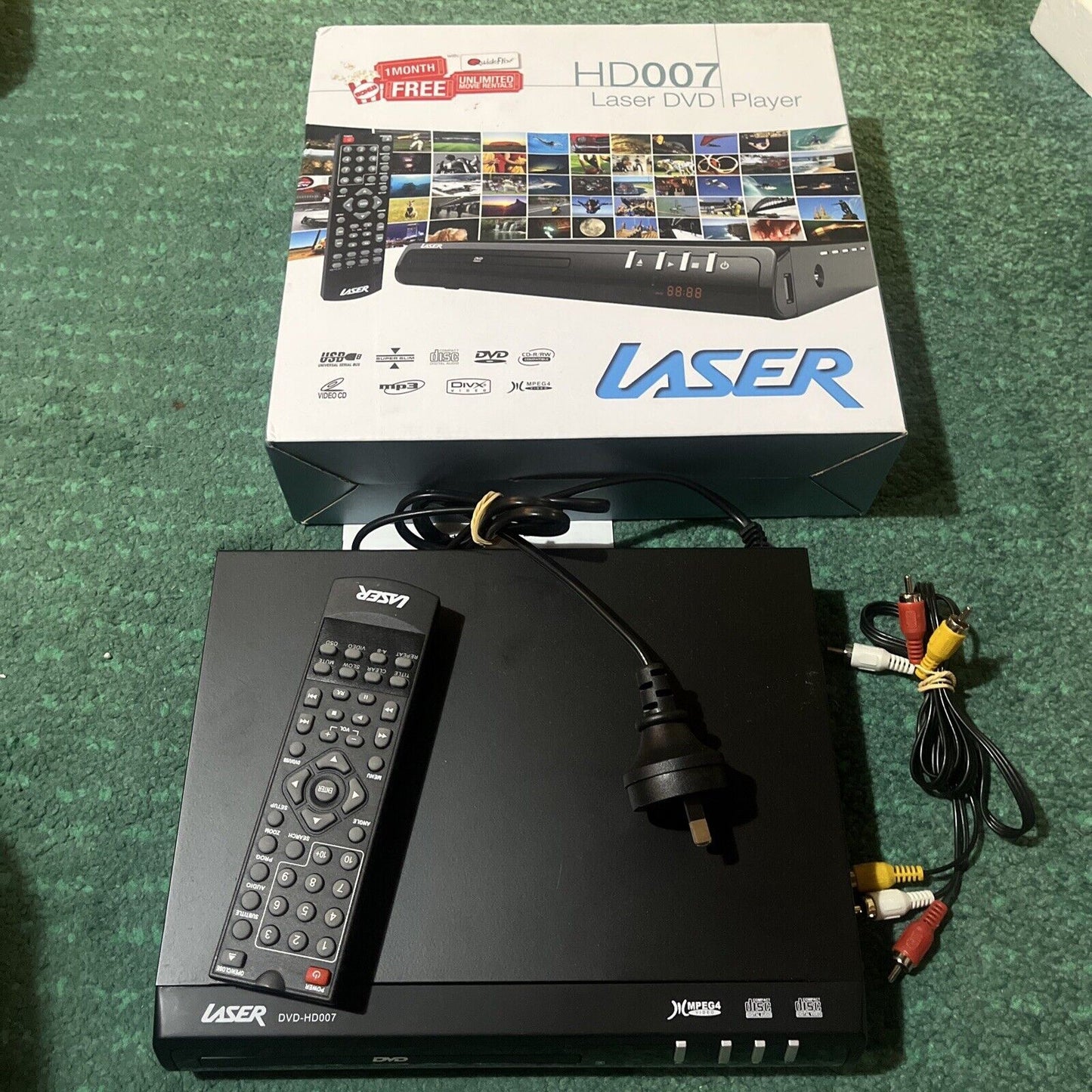 Laser DVD USB Player Multi Region Plays All Regions HD007 with Remote