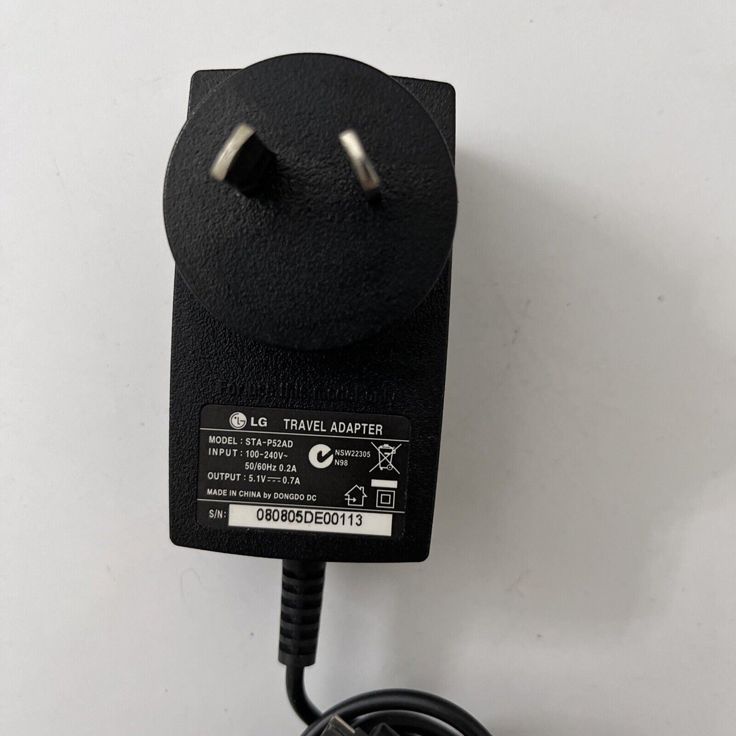 Genuine LG Travel Adapter STA-P52AD 5.1V 0.7A Official Power Supply