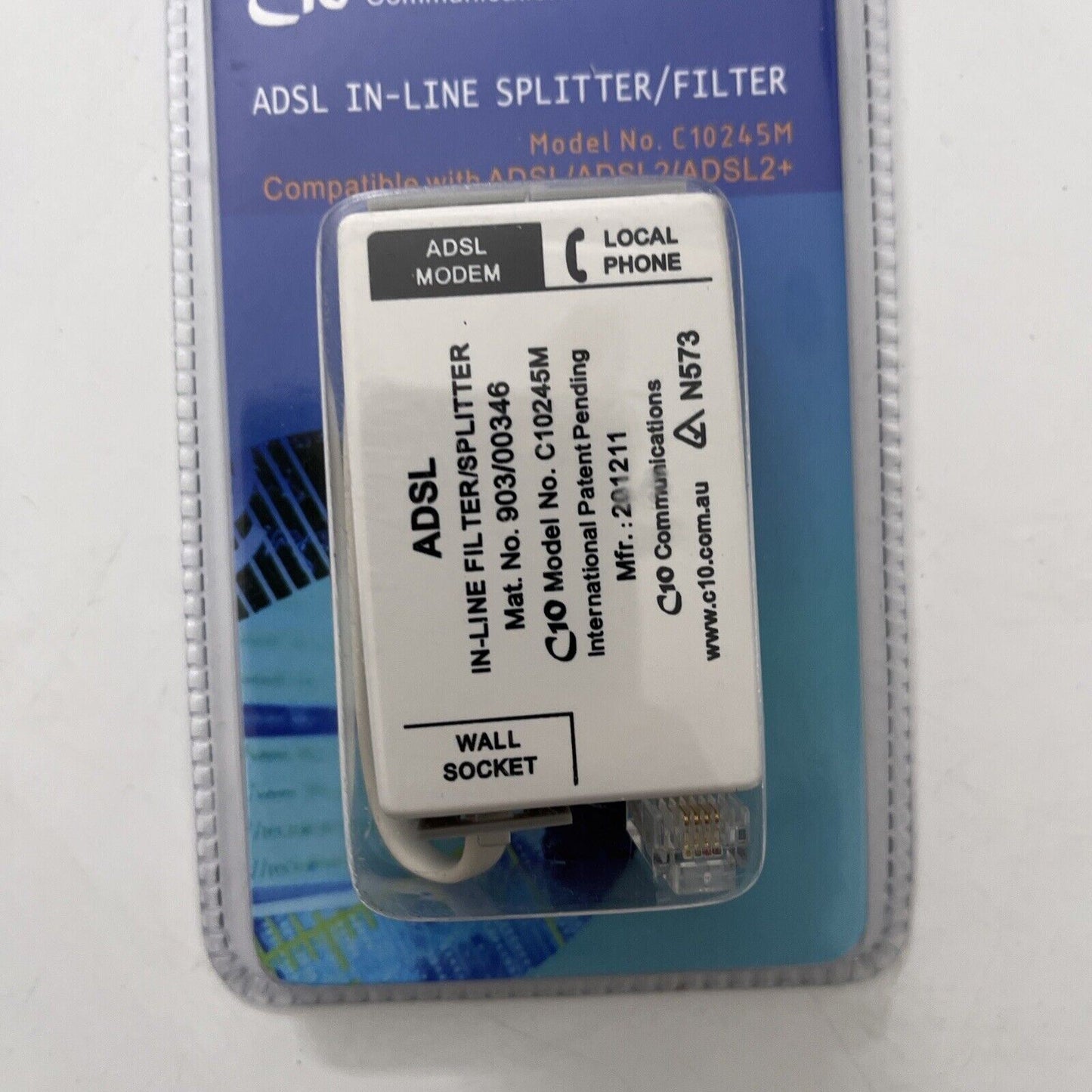 C10 Communications ADSL inline Splitter Filter