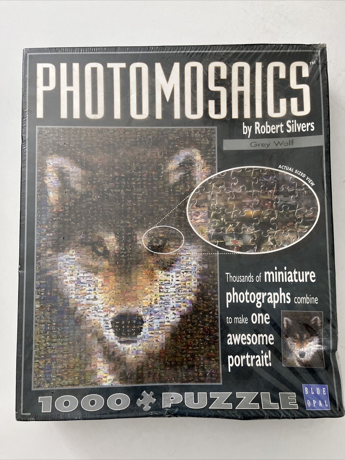 *New Sealed* Grey Wolf 1000 Jigsaw Puzzle Piec  Photomosaics By Robert Silvers
