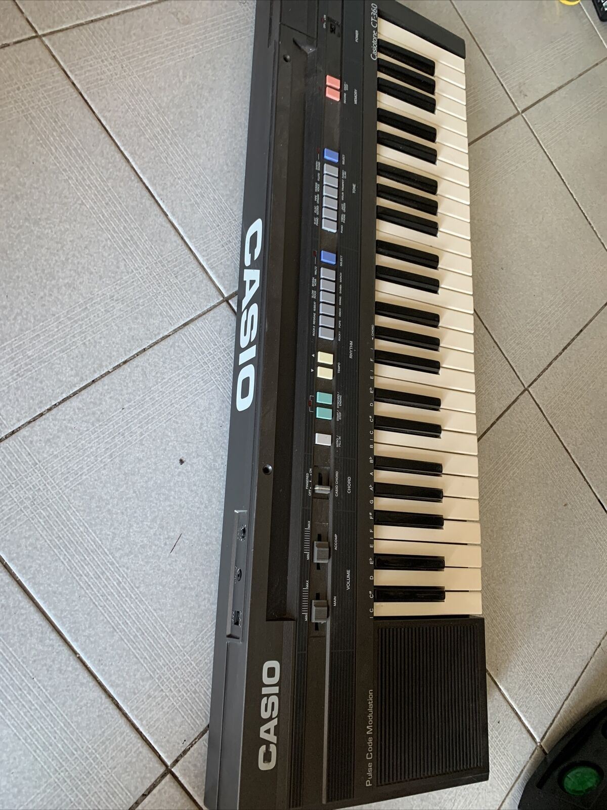Vintage CASIO Casiotone CT-360 Keyboard 80's 49 Keys with Power Supply