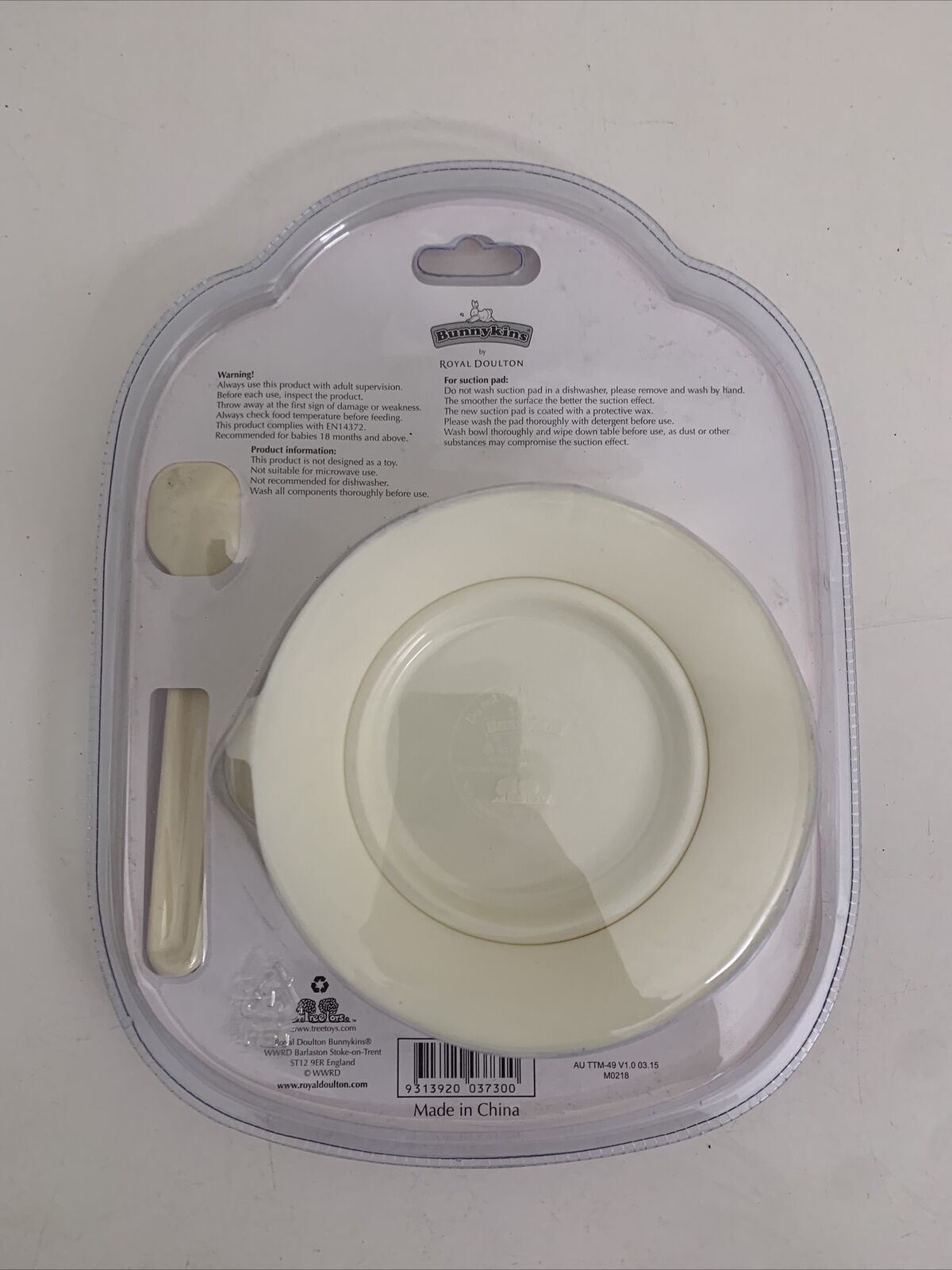 NEW Bunnykins Melamine Suction Bowl & Spoon Feeding Set Sweethearts Pink