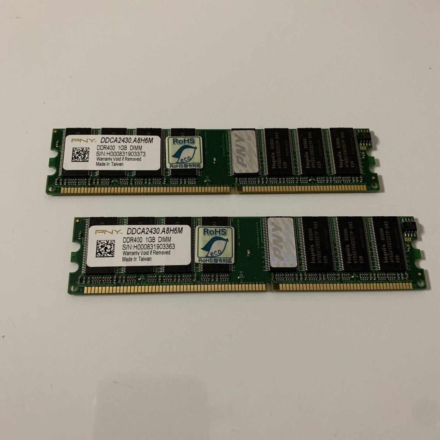 2x PNY DDR 400 1GB DIMM RAM DDCA2430.A8H6M PC3200