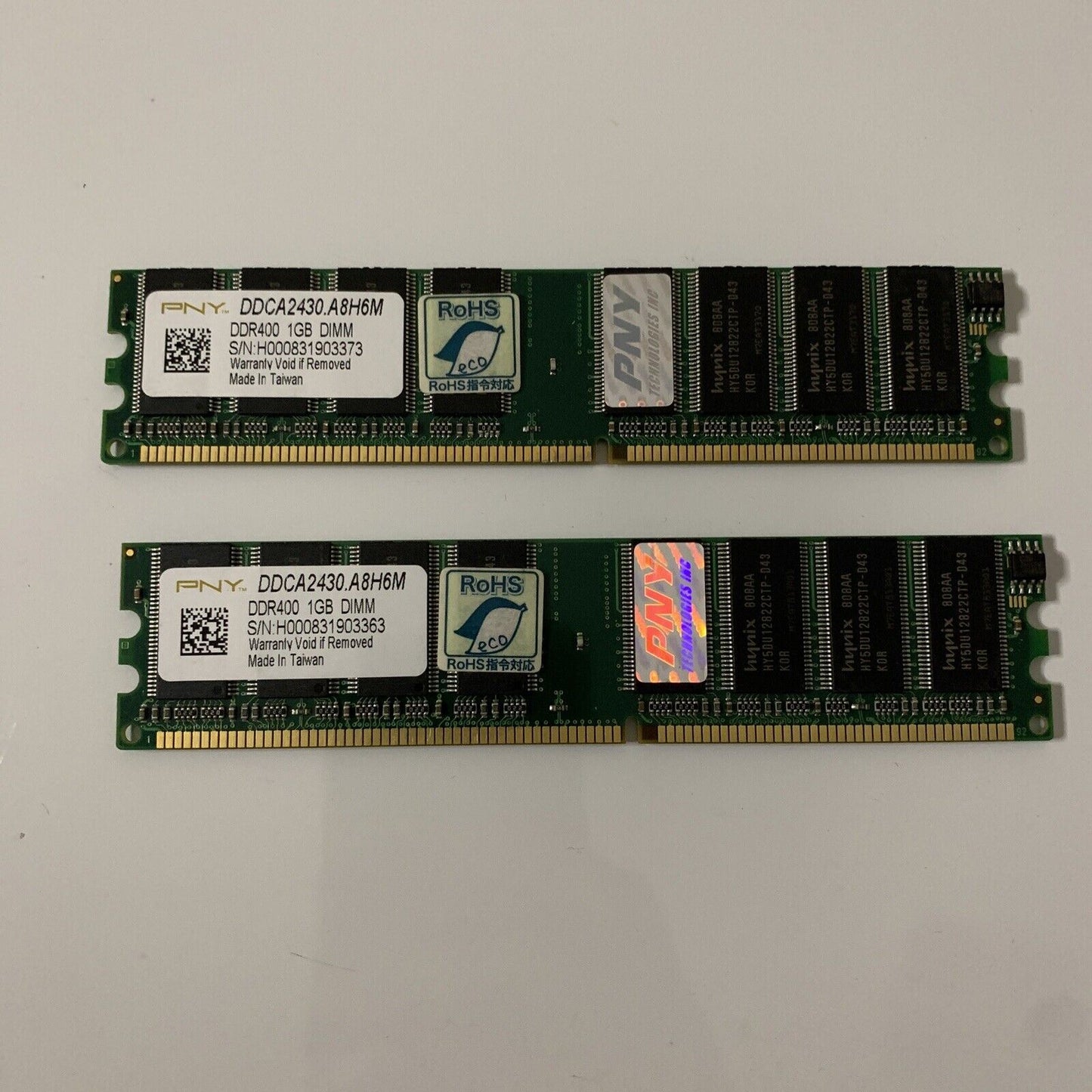 2x PNY DDR 400 1GB DIMM RAM DDCA2430.A8H6M PC3200