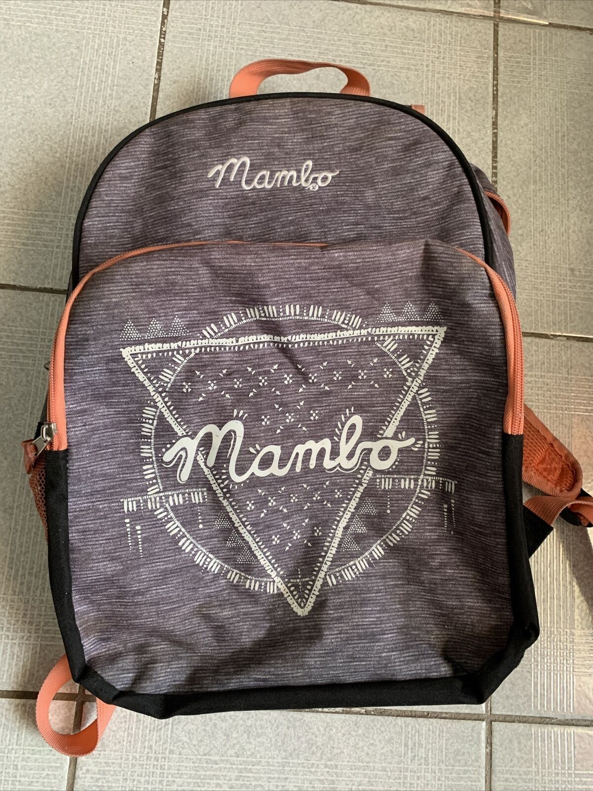 Mambo Backpack Grey Orange H769 16cm x 30 cm x 13.5cm