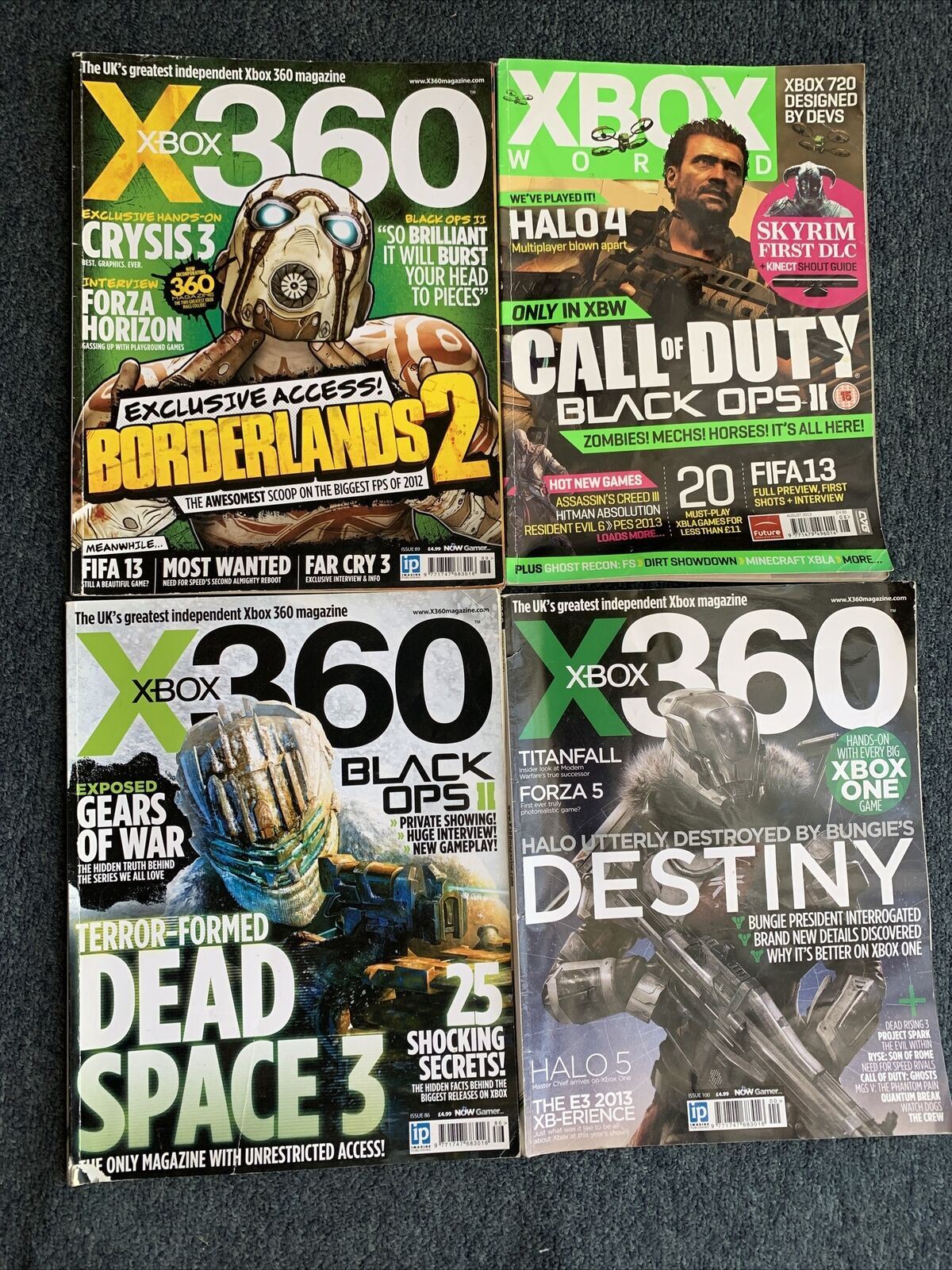 4x Xbox 360 Magazine Borderlands Destiny Deadspace Issue 86, 89, 100, Aug 2012