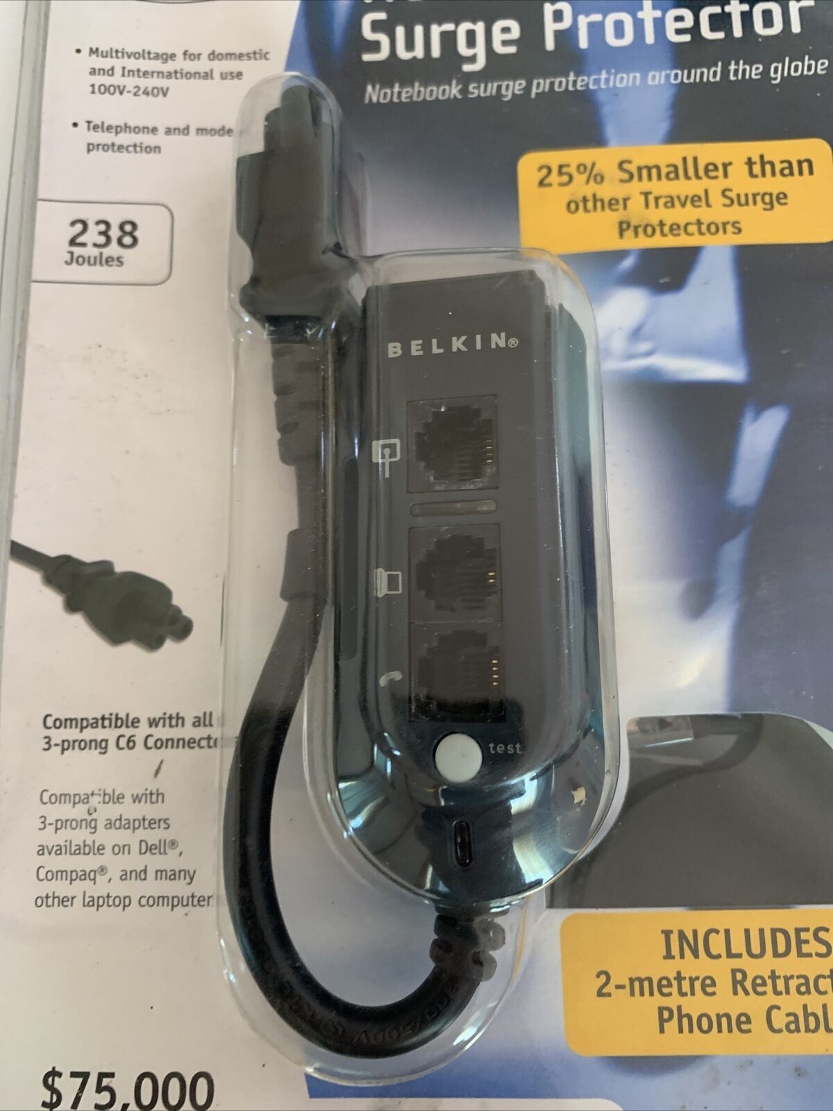 Belkin Notebook Travel Surge Protector C6 Connector Domestic & International  NEW