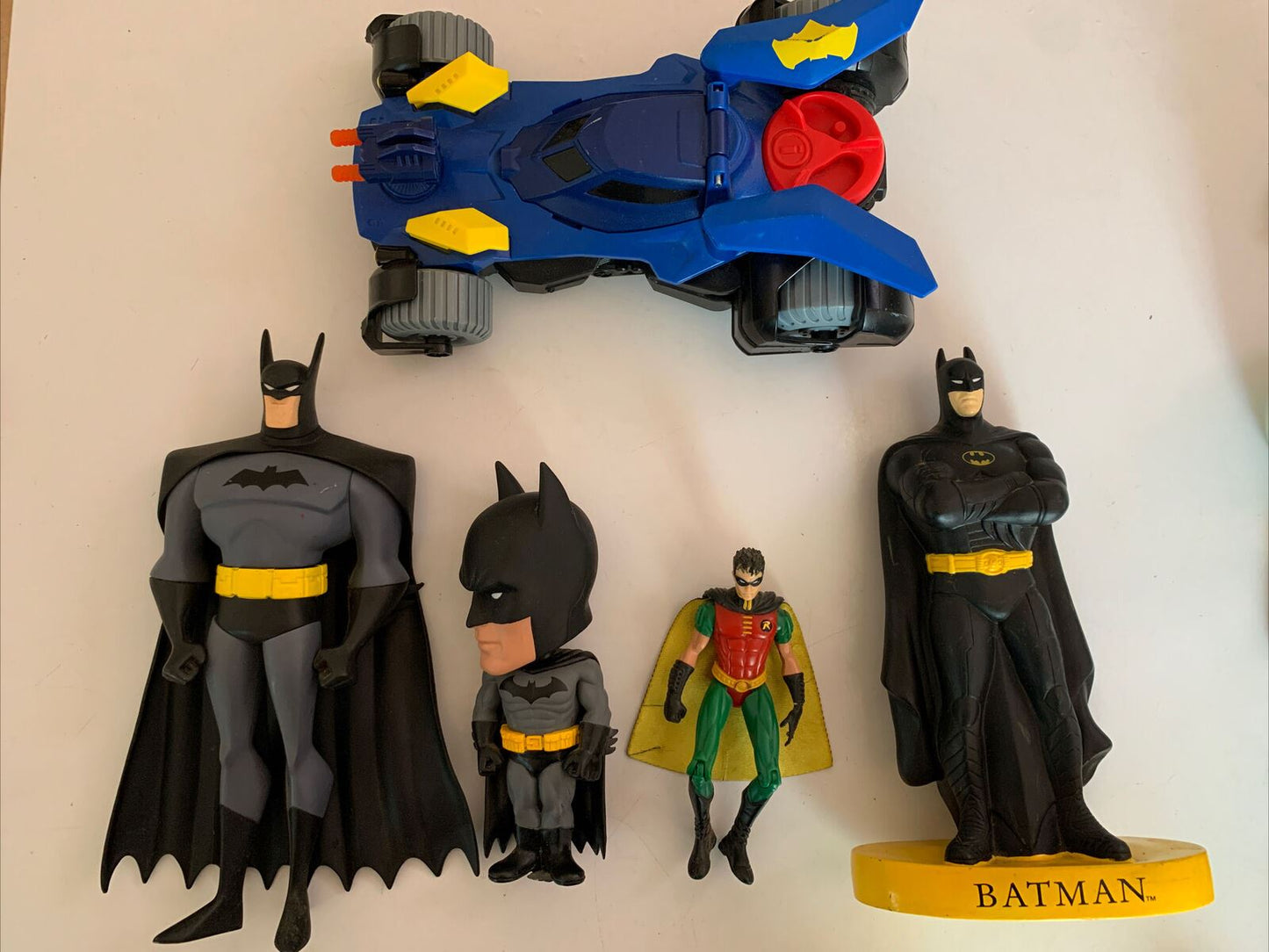 3x Batman, Robin & Batmobile Action Figure - Bobble head, Money Box, Action Fig