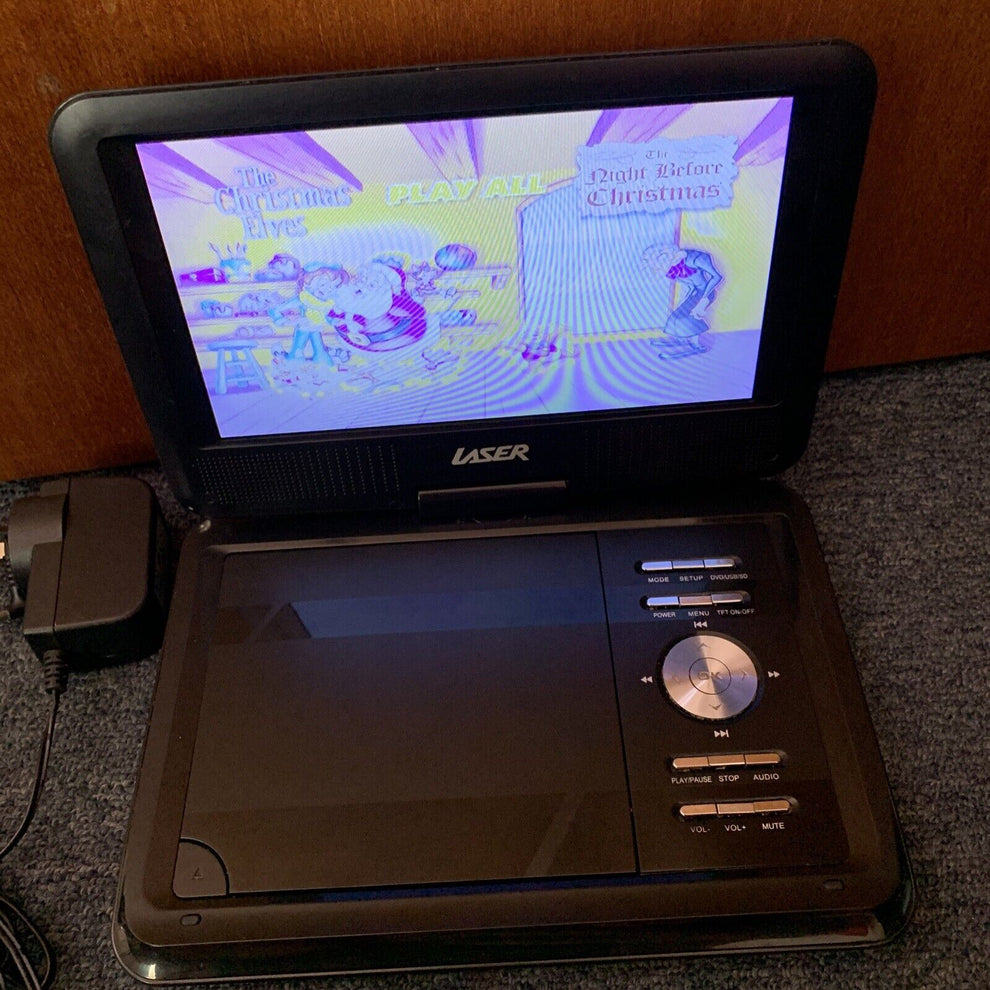 Laser 7" Portable DVD Player Plays All Regions with Power Supply Retro Unit