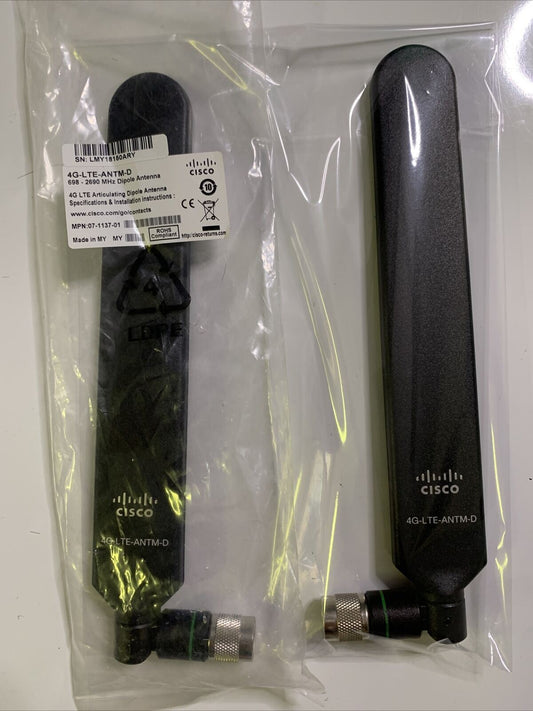 2x Cisco 4G LTE Articulating Antenna 698-2690 Dipole Antenna BM4G-LTE-ANTM-D