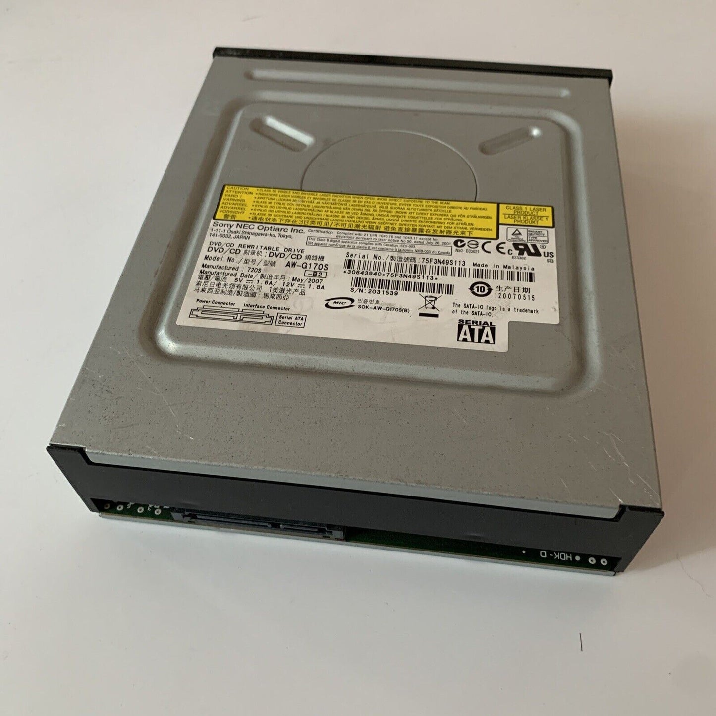 Sony NEC DVD-RW 18x Rewritable AW-G170S Internal Drive SATA