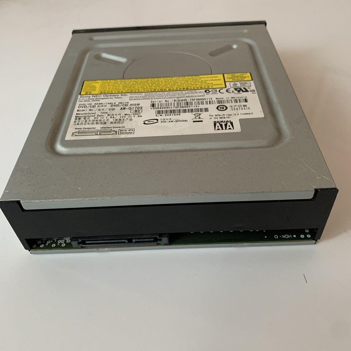 Sony NEC DVD-RW 18x Rewritable AW-G170S Internal Drive SATA