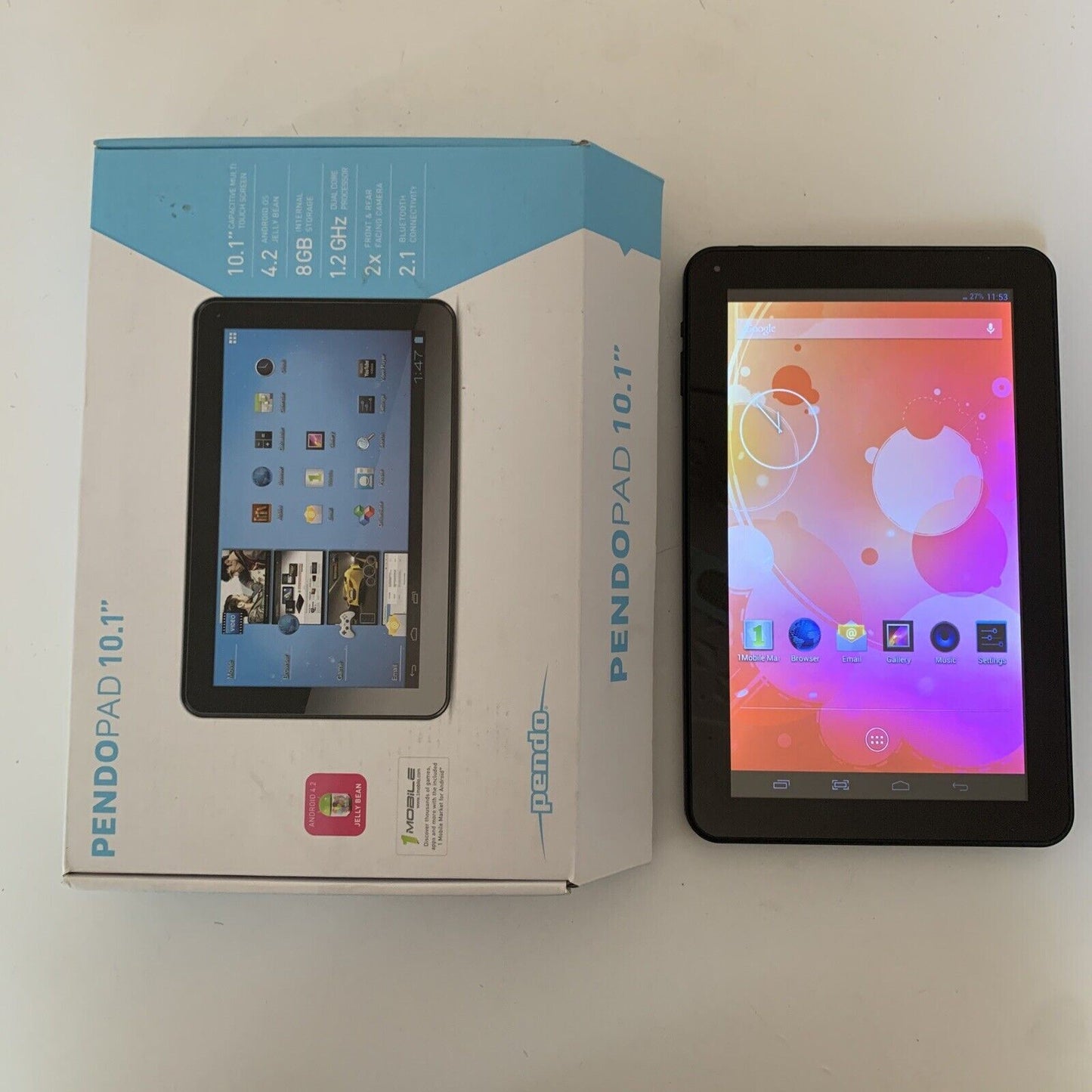 Pendo Pendopad 10.1" Android Tablet 8GB Dual Core Processor Front/Rear Camera