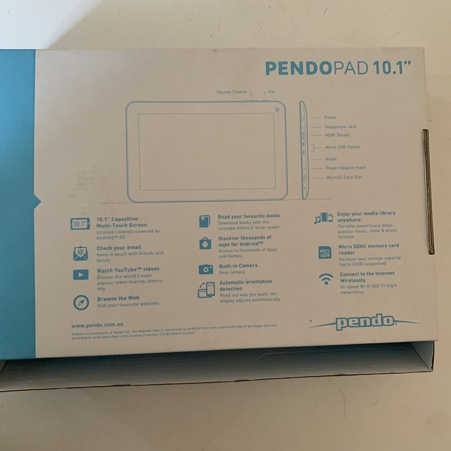 Pendo Pendopad 10.1" Android Tablet 8GB Dual Core Processor Front/Rear Camera