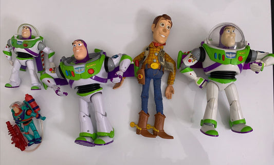 5x Dinsey Pixar Toy Story Buzz Lightyear & Woody Figure Pull string Thinkway