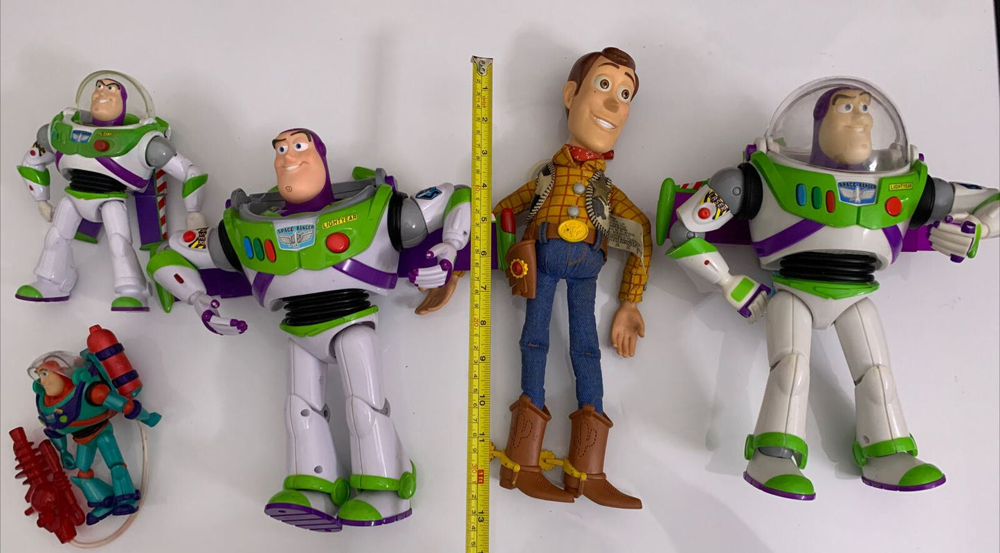 5x Dinsey Pixar Toy Story Buzz Lightyear & Woody Figure Pull string Thinkway