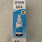 Epson T664 EcoTank Cyan Ink Bottle EPSON ET2500,EPSON ET2550,EPSON ET4500,EPSON