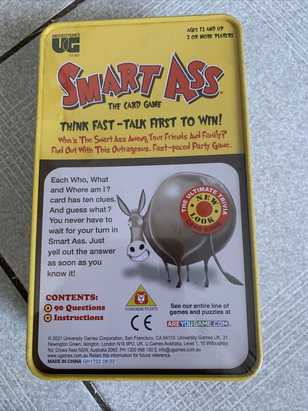 *New Sealed* Smart Ass Tin Card Game - Think Fast Talk First to Win!