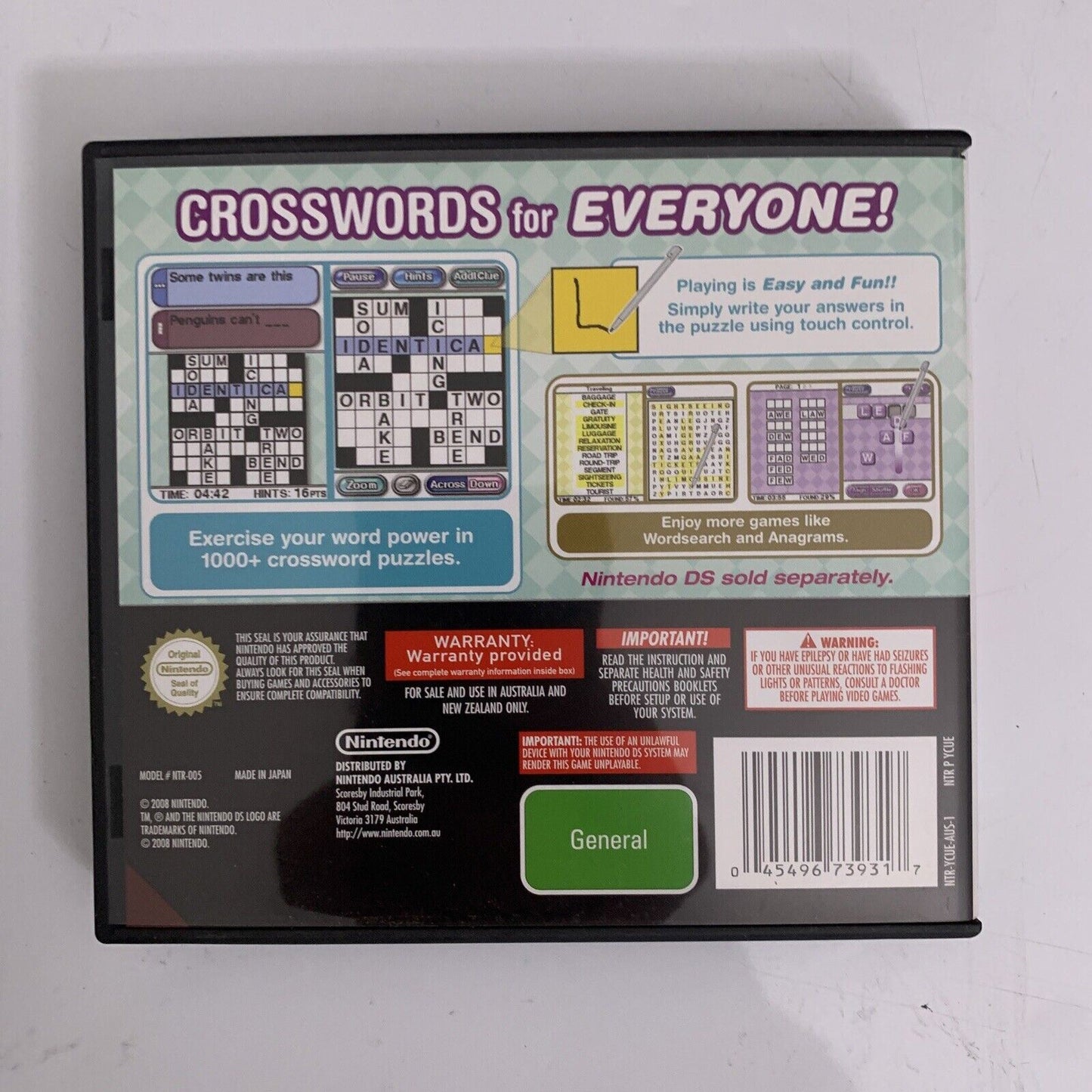 Crosswords DS - Nintendo DS Game NDS Complete Puzzle Game