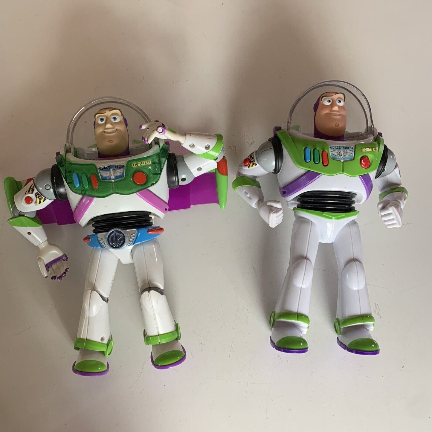 2x Disney Pixar Buzz Lightyear Figure Blue belt Mattel Thinkway 28cm Toy Story