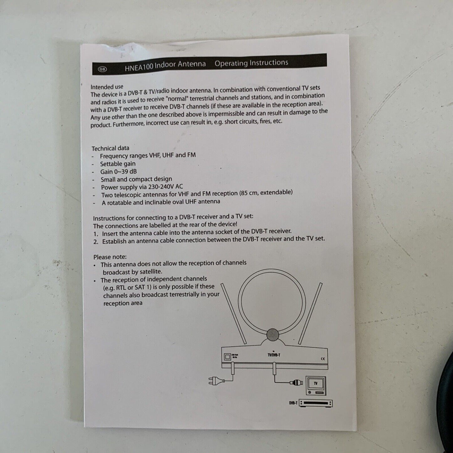 Crest Indoor Antenna VHF/UHF/AM with Adjustable Gain HNEA100