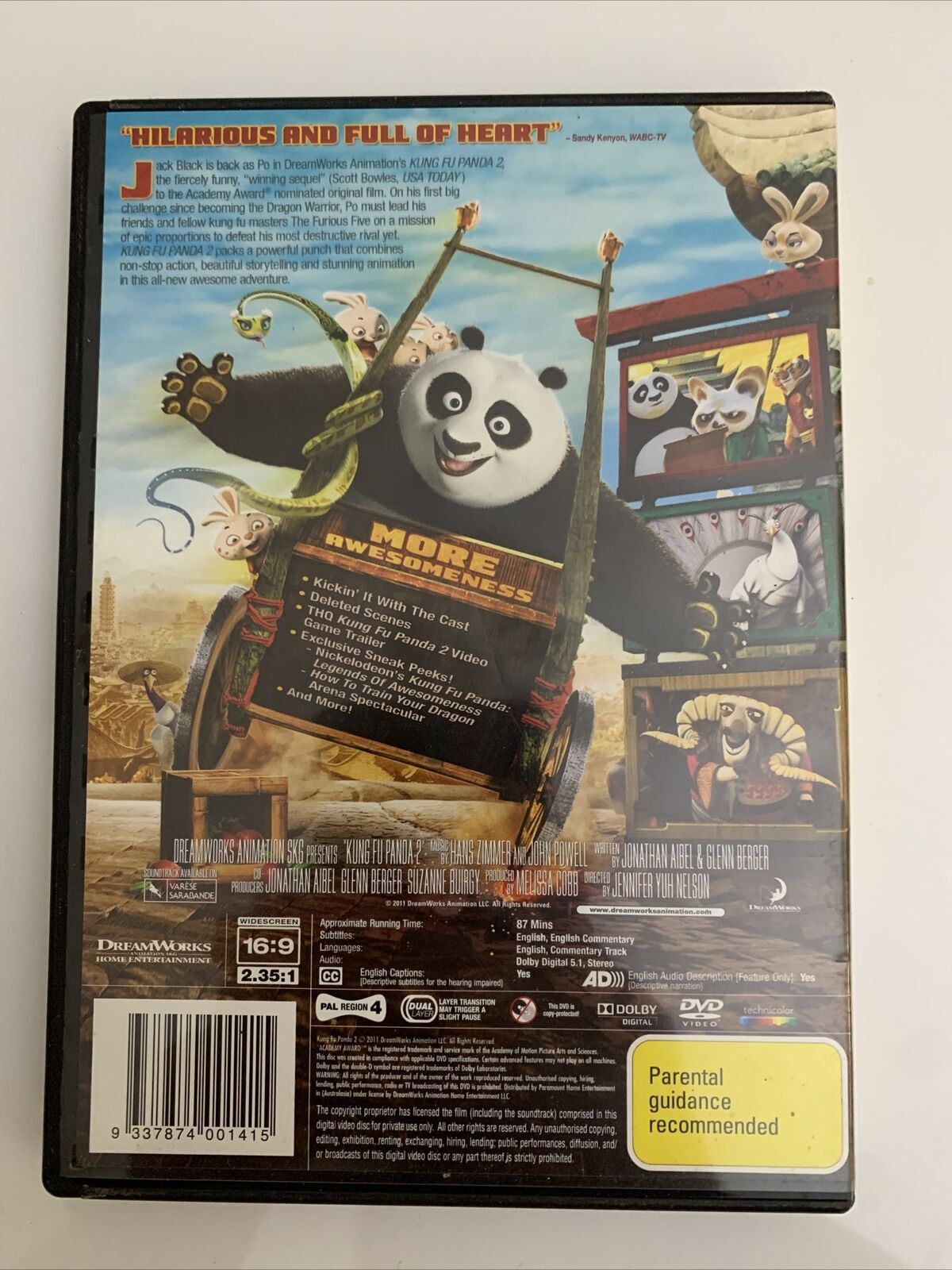 Kung Fu Panda 2 (DVD, 2011) Jack Black Region 4