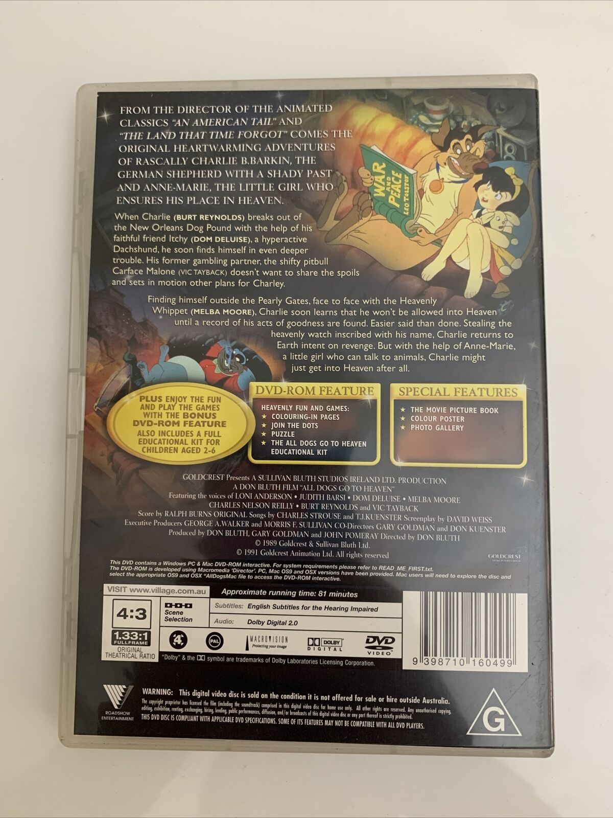 All Dogs Go To Heaven (DVD, 1989) Animated Film Region 4