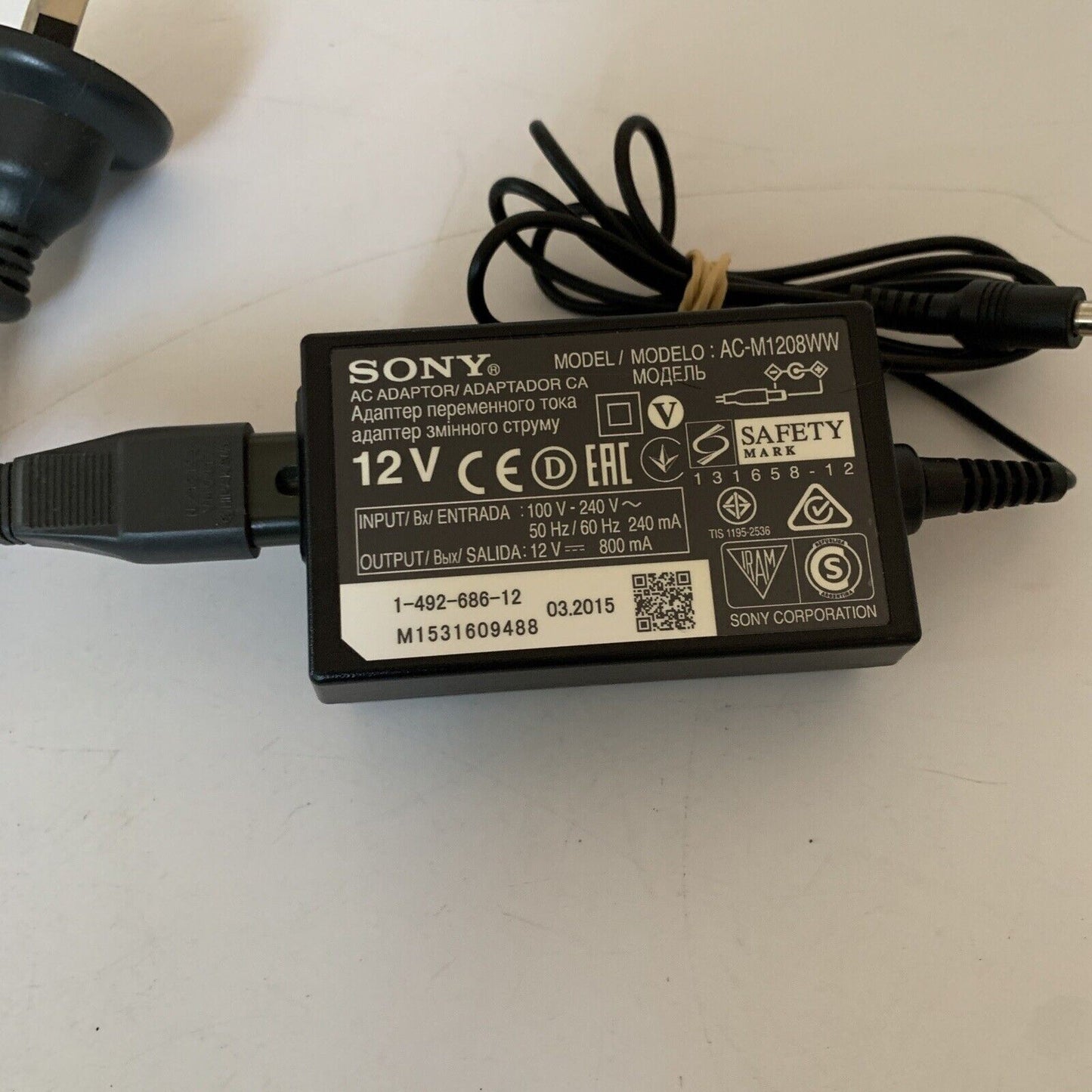 Genuine Sony Ac Adaptor AC-M1208WW 12V 800mA BDP-S1200 BDP-S3200 BDP-S5200 +CORD