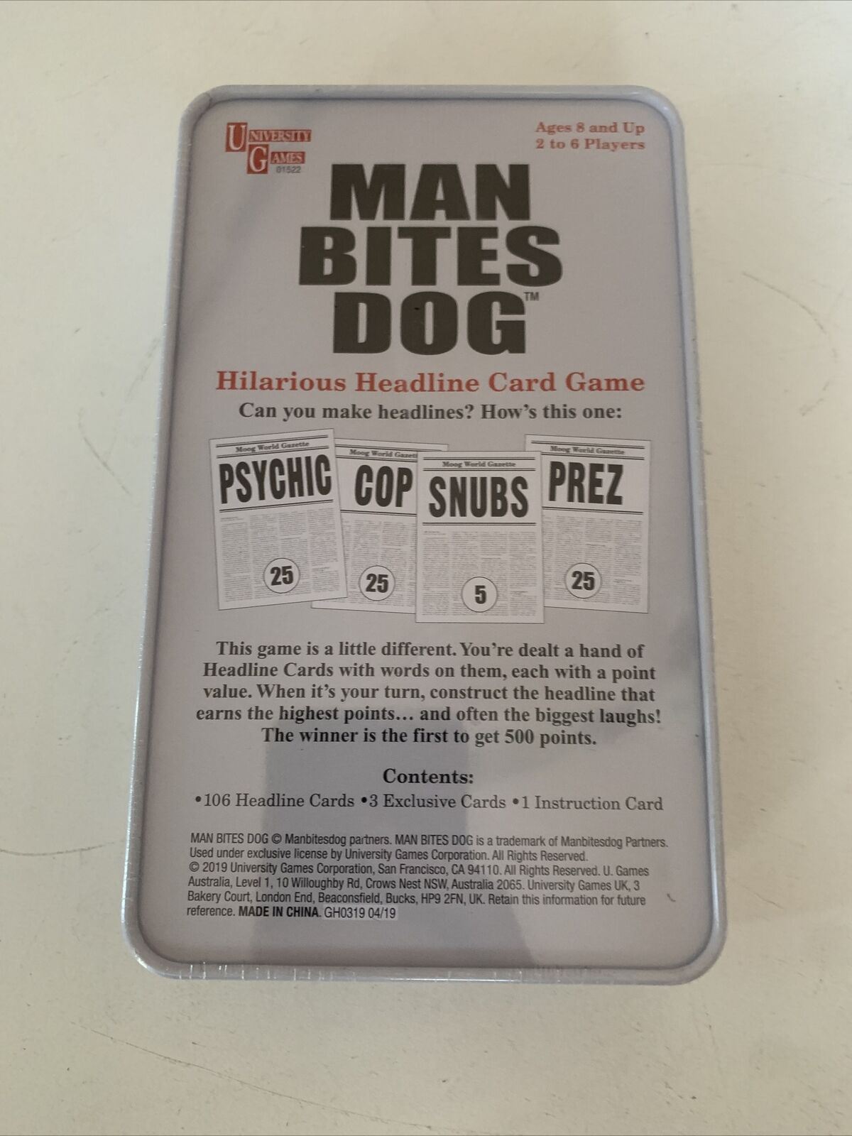 Man Bites Dog Card Game In a Tin NEW SEALED