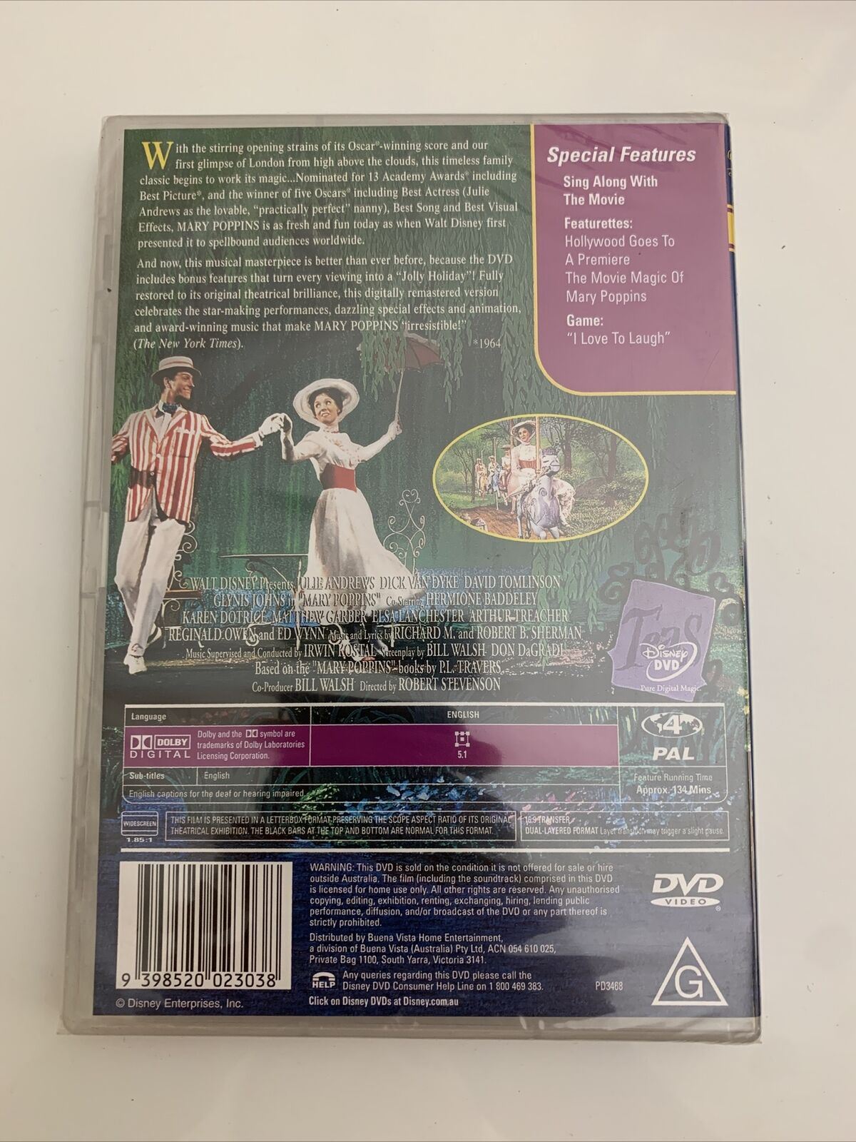 *New Sealed* Mary Poppins (DVD, 1964) Julie Andrews, Dick Van Dyke Region 4