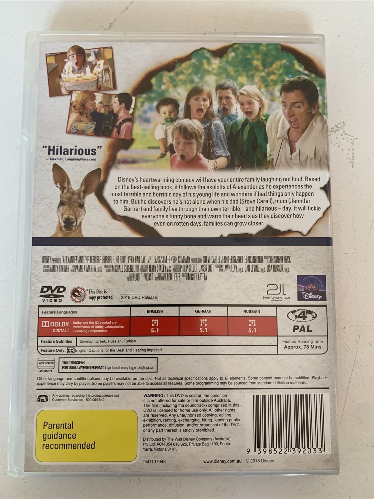 Alexander And The Terrible, Horrible, No Good, Very Bad Day (DVD, 2014) Region 4