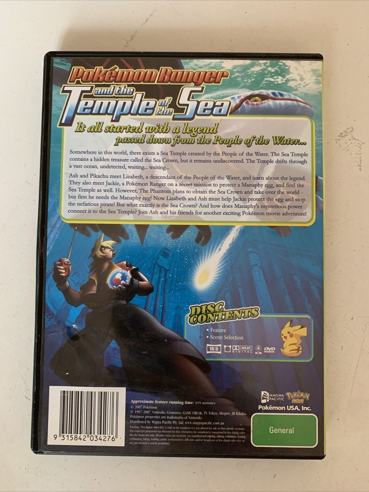 Pokemon - Pokemon Ranger And The Temple Of The Sea Movie (DVD, 2006) Region 4