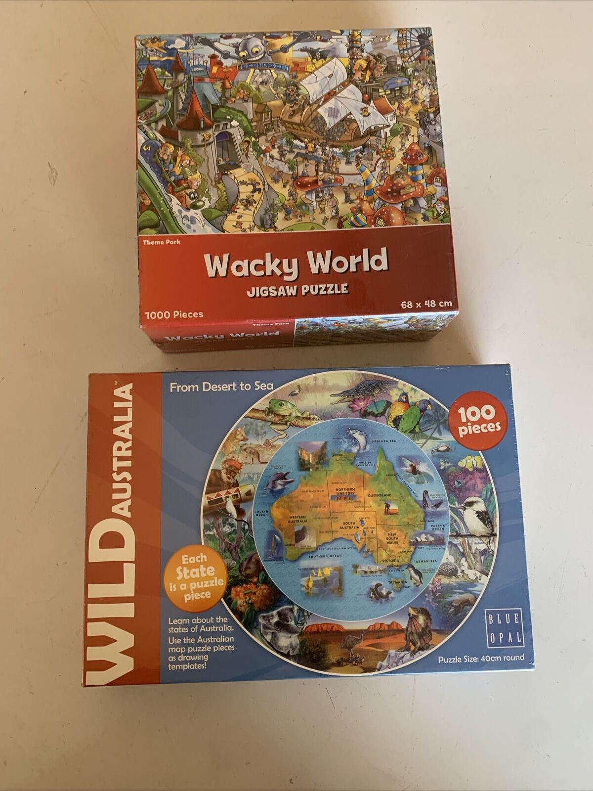 2x Jigsaw Puzzle Wild Australia + Wacky World- 1000 Piece *New Sealed*