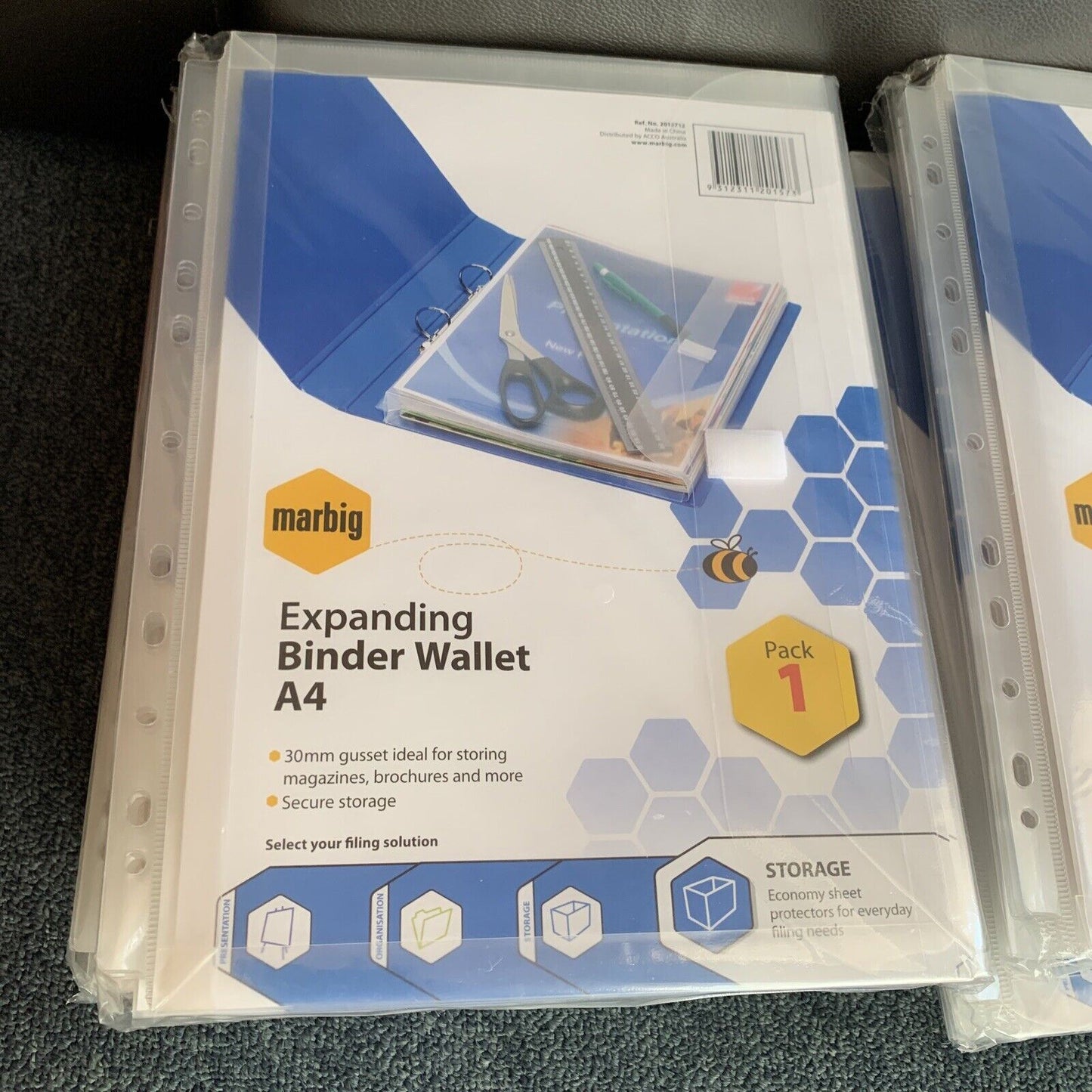 50 x Marbig Expanding Binder Wallet Holer A4 Clear 30mm Gusset 2015712 NEW