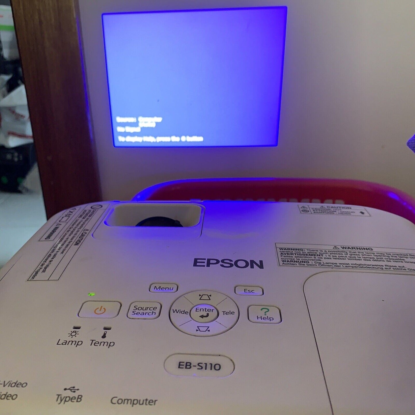 Epson LCD Projector H433B EB-S110 VGA S-Video Composite USB