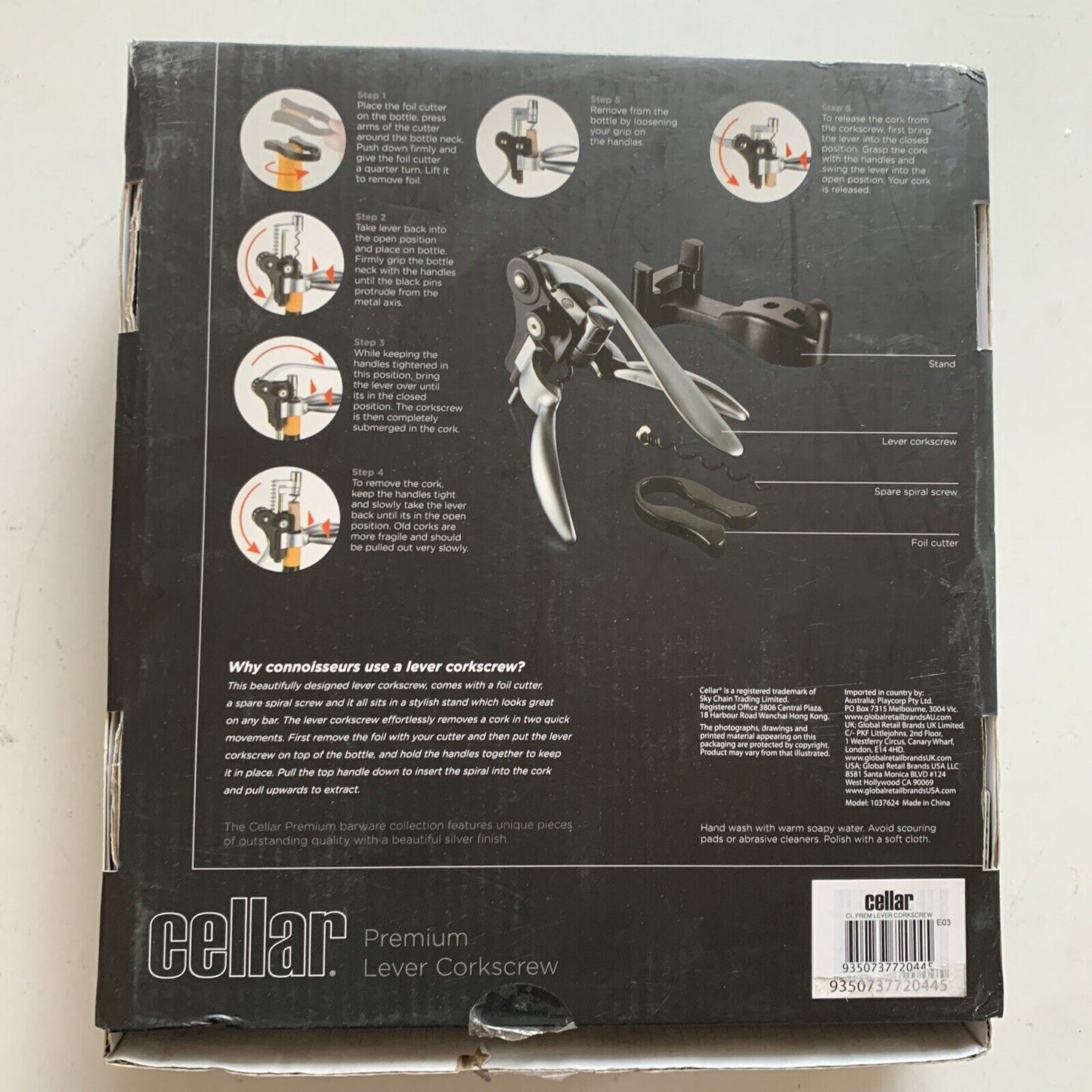 Cellar Premium Lever Corkscrew *New Never been Used